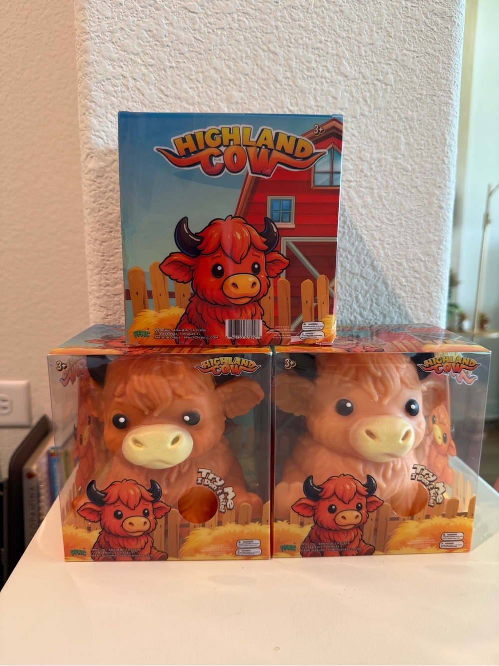 PPLA Orange Highland Cow Plush with Cream Snout and Black Horns